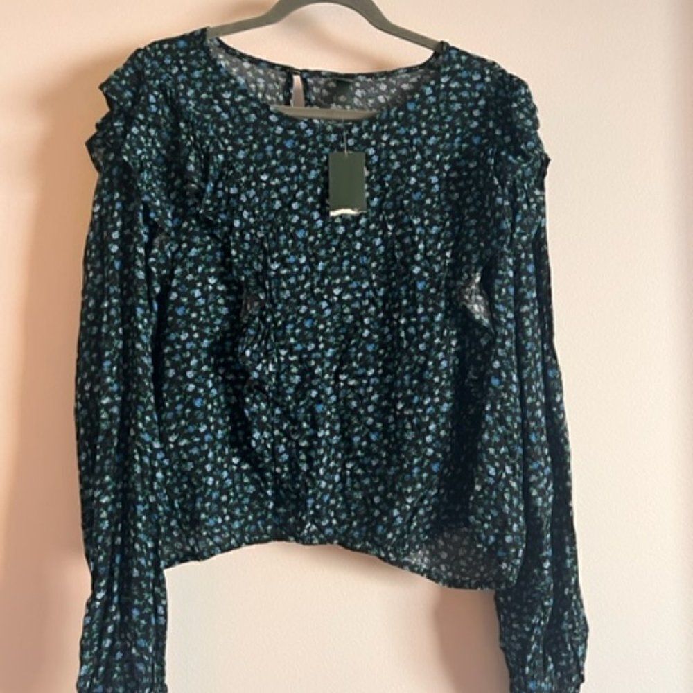 Ruffle Long Sleeve Blouse/Top 1X NWT